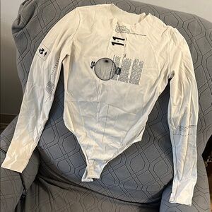 Ttswtrs Off White Long Sleeve Graphic Bodysuit